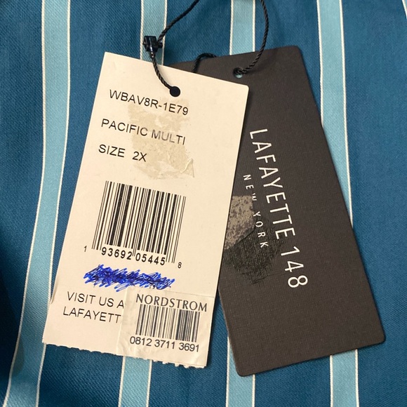 NWT Lafayette 148 New York Maryana Top Size 2X Color Pacific Multi Teal - Picture 3 of 8